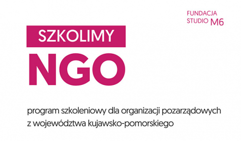 logo organizacji szkolącej wraz z zaproszeniem do udziału w szkoleniach w kolorach różowych