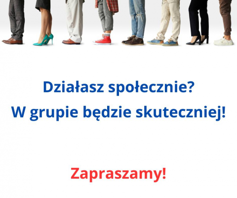 plakat promujący akcję niepieskie i czerwone napisy na białym tle