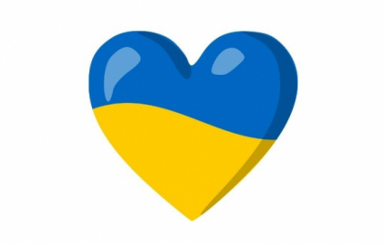 serce w kolorze flagi Ukrainy, tj. niebiesko - żółtym